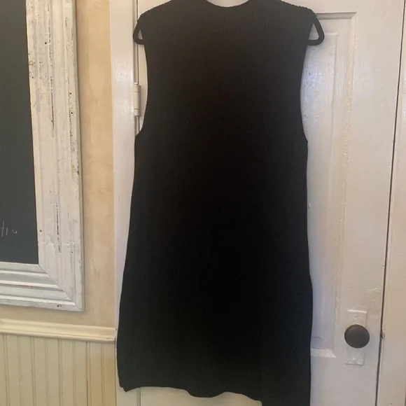 ELOQUII XL black knit sleeveless sheath tunic dress pockets knit side slits vest - Picture 4 of 10